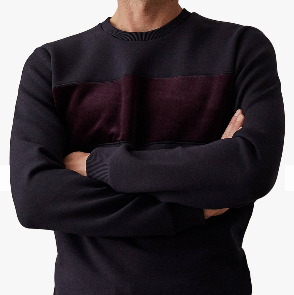 Reiss Arty Velvet Block Neoprene Sweater